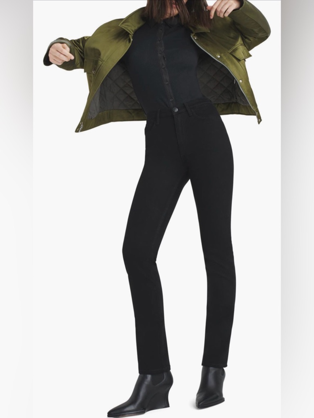 Rag & Bone Wren High Waist Slim Straight Jeans Black - Picture 4 of 7